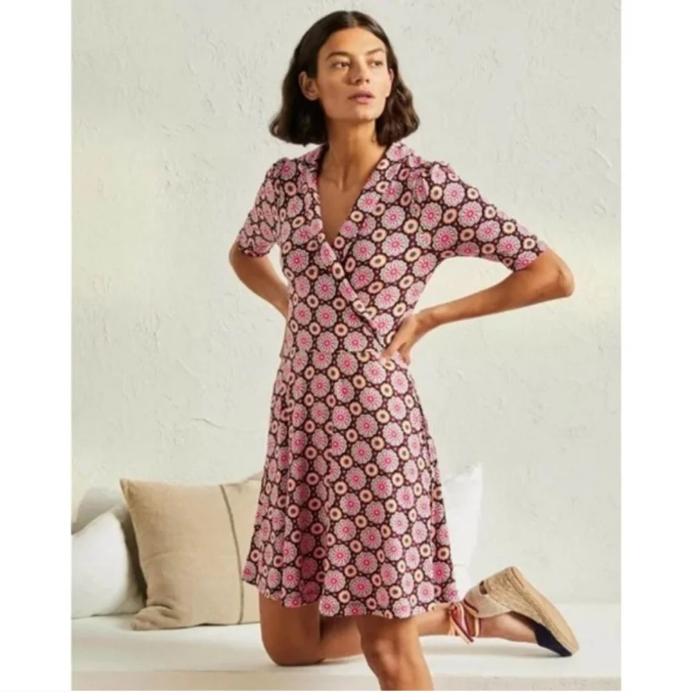 Boden Floral Fixed Wrap Jersey Dress size 10R